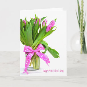 Valentine's Day Tulips Bouquet Holiday Card