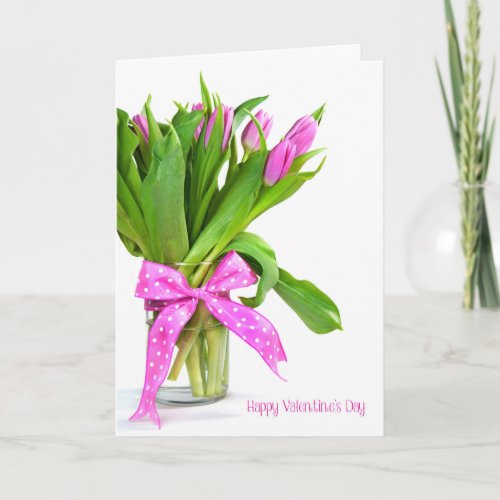 Valentines Day Tulips Bouquet Holiday Card