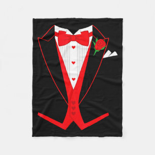 Valentine's Day Tuxedo Red Bow Tie Costume For Guy Fleece Blanket