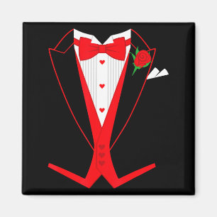 Valentine's Day Tuxedo Red Bow Tie Costume For Guy Magnet