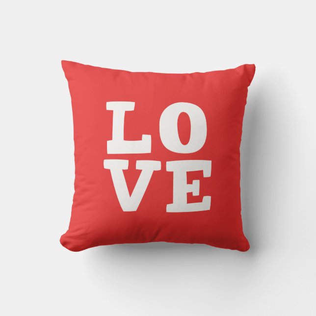 Valentine's Day Typography Love Red Throw Pillow (Front)