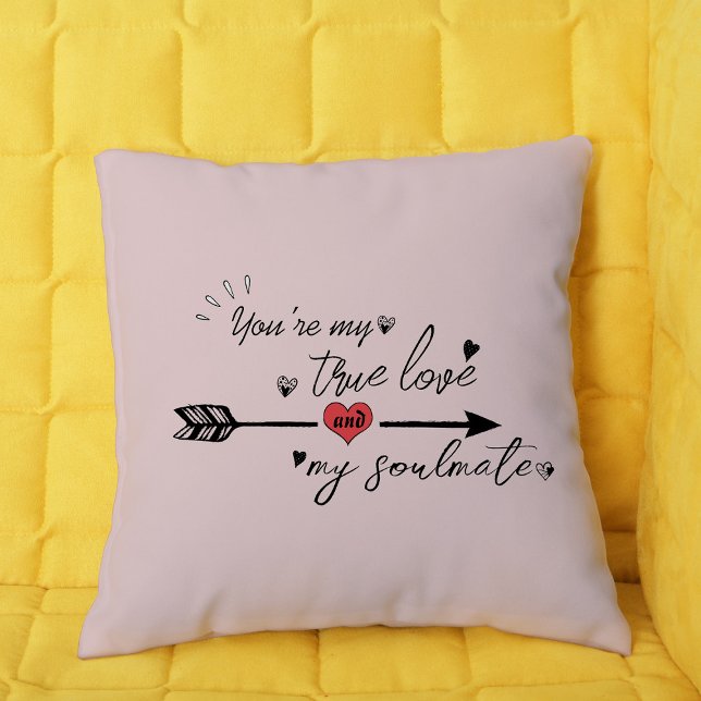 Valentine's Day Typography Text Throw Pillow (Creator Uploaded)