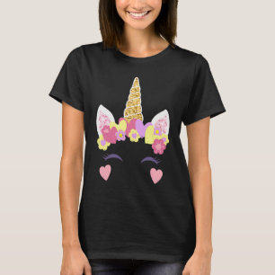 Valentine's Day Unicorn Face Hearts Cute Matching  T-Shirt