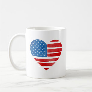 Valentines Day US American Flag Heart Patriotic Coffee Mug