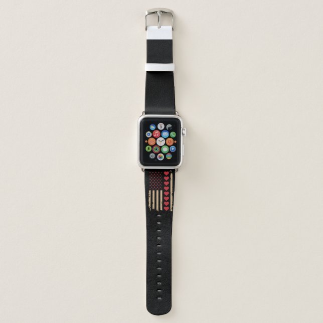 Valentine's Day US Flag Hearts  Apple Watch Band (Front)