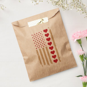 Valentine's Day US Flag Hearts  Favor Bag