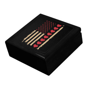 Valentine's Day US Flag Hearts Gift Box