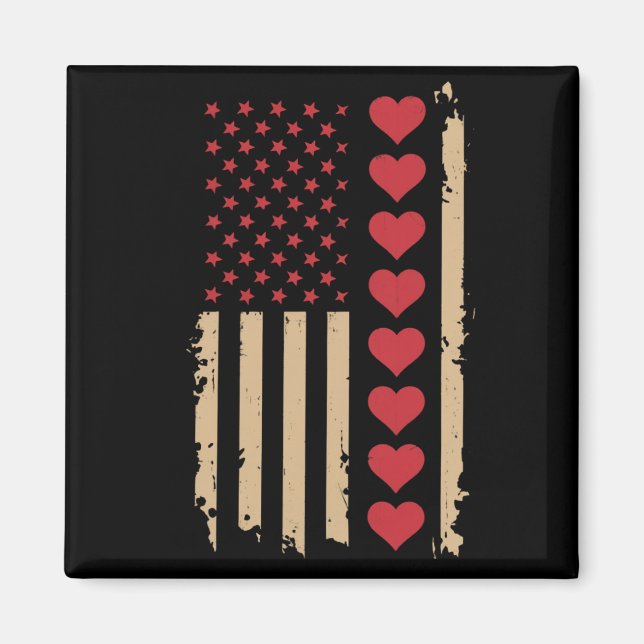 Valentine's Day US Flag Hearts  Magnet (Front)