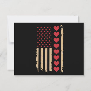 Valentine's Day US Flag Hearts Postcard
