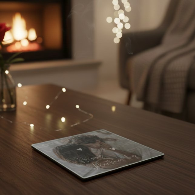 Valentine's Day Valentine Romantic Couple Love You Glass Coaster (Creator Uploaded)