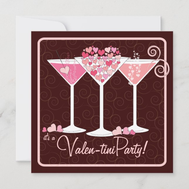Valentines Day Valentini Martini Party Invitation (Front)