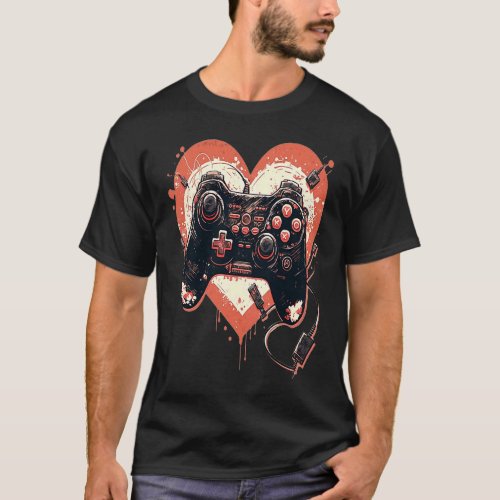 Valentines Day Video Game Controller Heart Gamer  T_Shirt