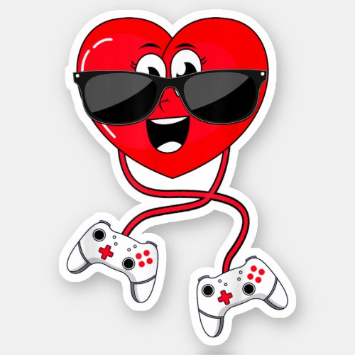 Valentines Day Video Game Valentine Heart Gamer  Sticker