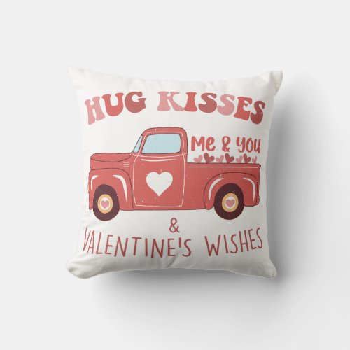 Valentines Day Vintage Truck Throw Pillow