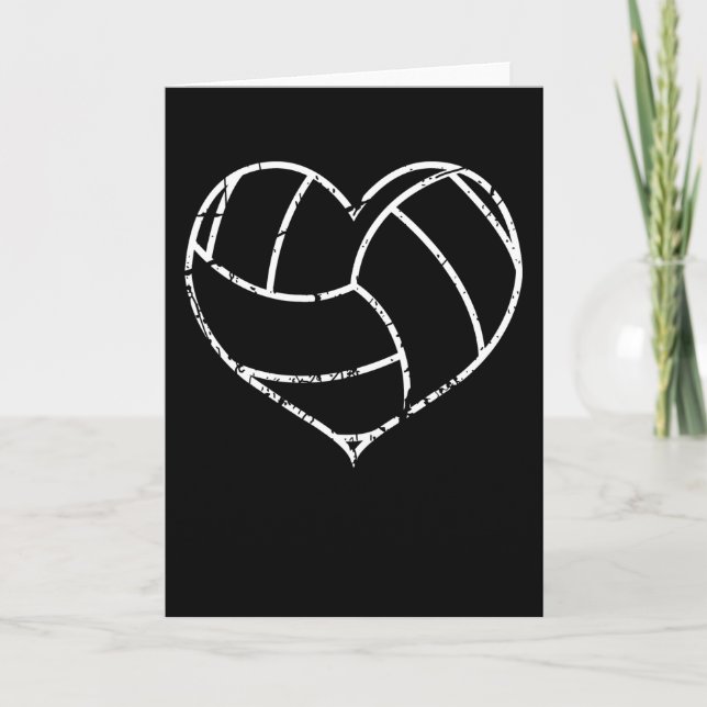 Valentines Day Volleyball Heart Grunge Men Women Card (Front)