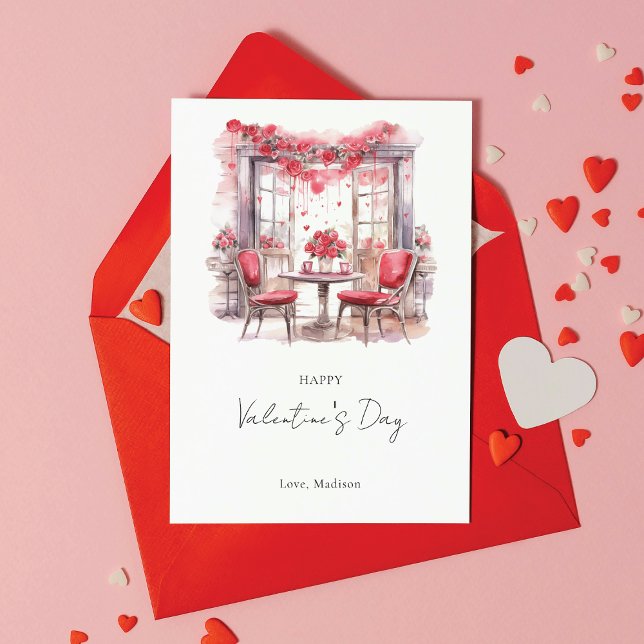 Valentine's Day Watercolor Elegant Personalized Holiday Card (Creator Uploaded)