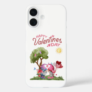 Valentine's Day Watercolor Gnome Couple iPhone 16 Case