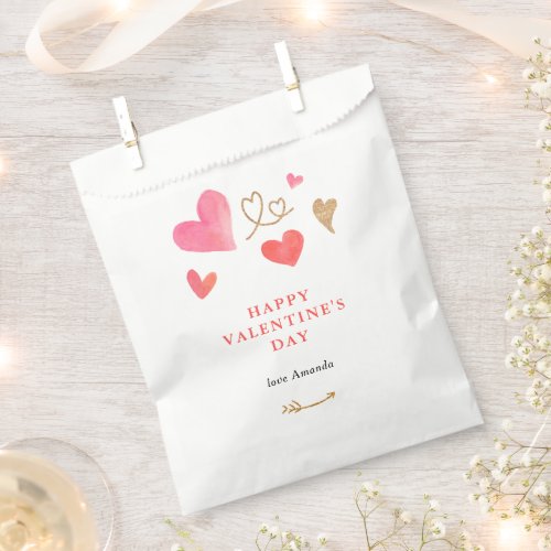 Valentines Day Watercolor Heart Favor Bag