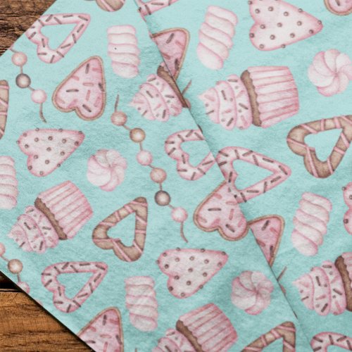 Valentines Day Watercolor Heart Treats Cookies Tissue Paper