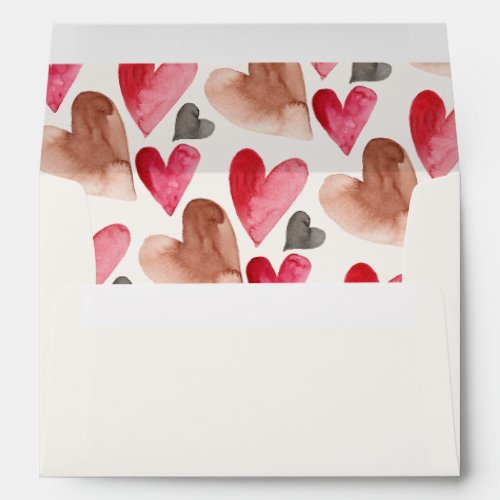 Valentines Day Watercolor Hearts Envelope