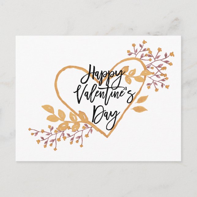Valentine's Day Watercolor Postcard (Front)