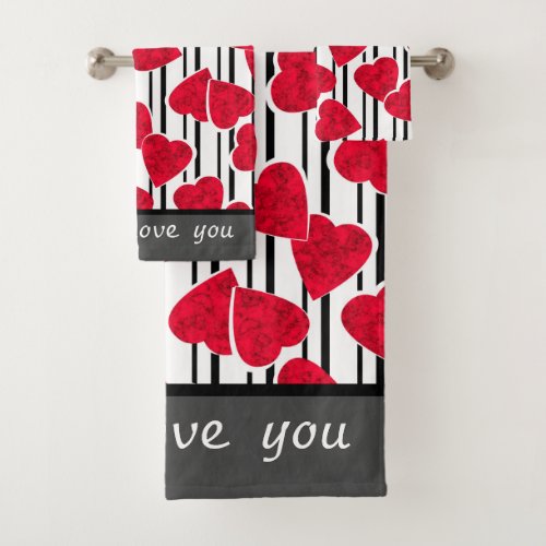 Valentines day wedding bath towel set