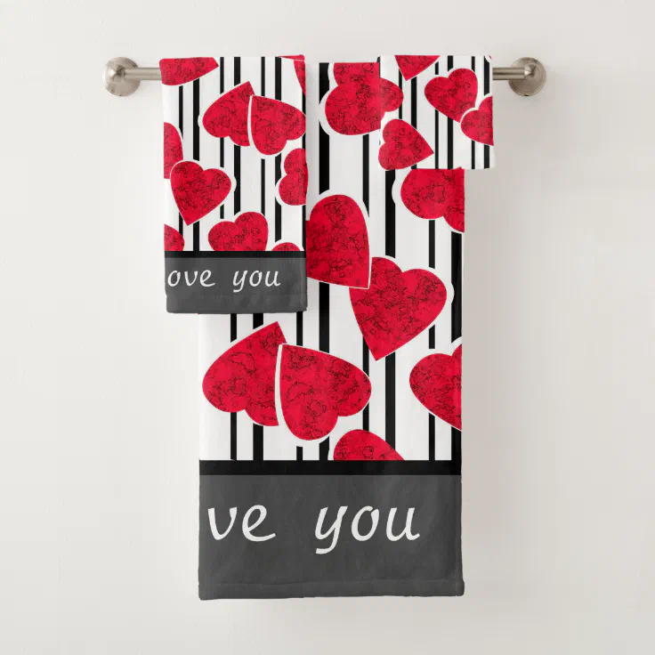Valentine's day, wedding bath towel set Zazzle