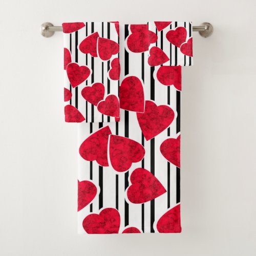 Valentines day wedding bath towel set