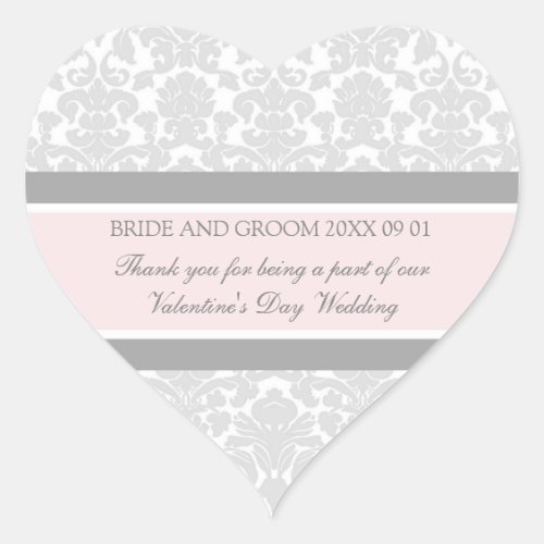 Valentines Day Wedding Favor Tags Gray Damask