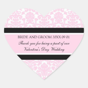 Valentine's Day Wedding Favor Tags Pink Damask