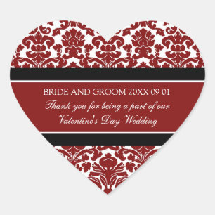 Valentine's Day Wedding Favor Tags Red Damask