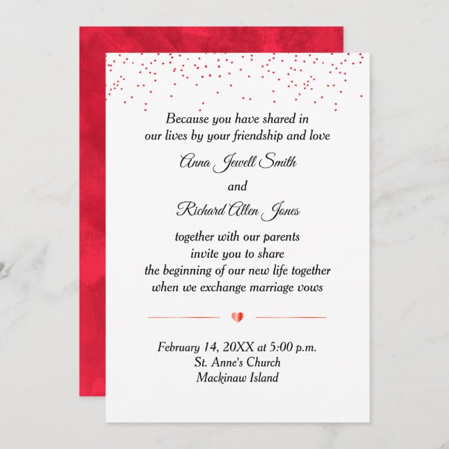 Valentines Day Wedding Invitation (Front/Back)