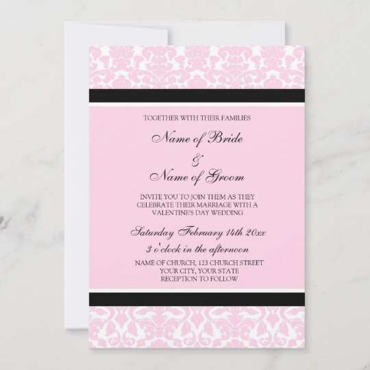 Valentine's Day Wedding Invitations Pink Damask | Zazzle.com