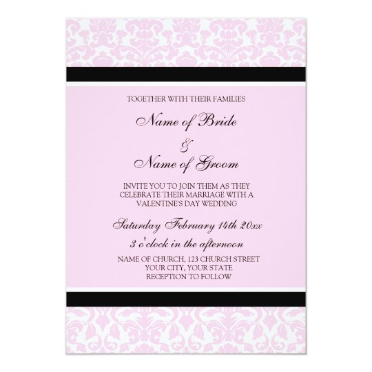 Valentine's Day Wedding Invitations Pink Damask | Zazzle.com