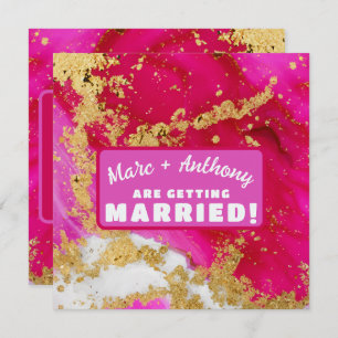 Valentines Day Wedding Pink Red and Gold Save The Date