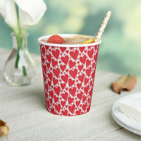 Valentine's Day Wedding Red White Glitter Hearts  Paper Cups