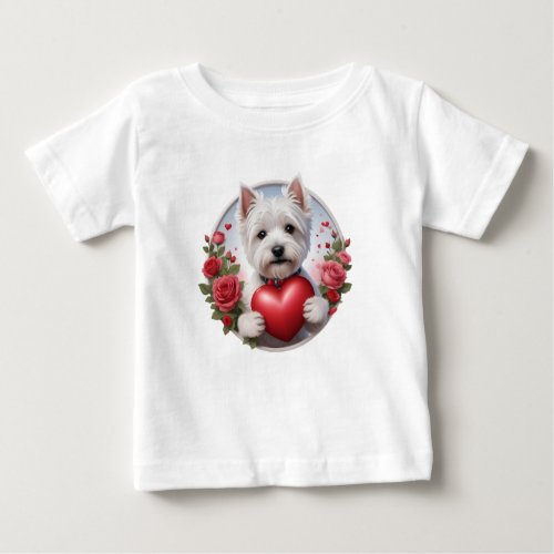 Valentines Day Westie with heart Baby T_Shirt
