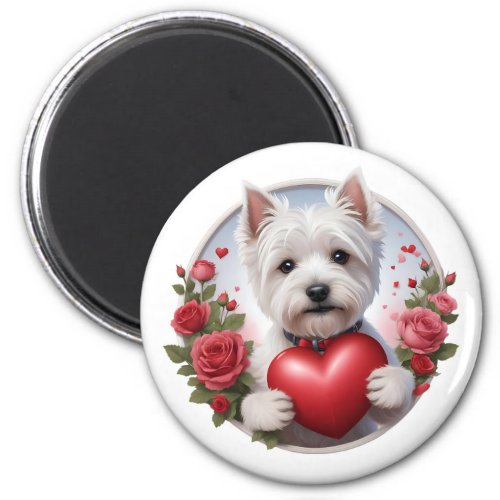 Valentines Day Westie with heart Magnet
