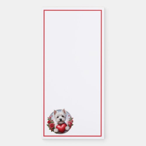 Valentines Day Westie with heart Magnetic Notepad