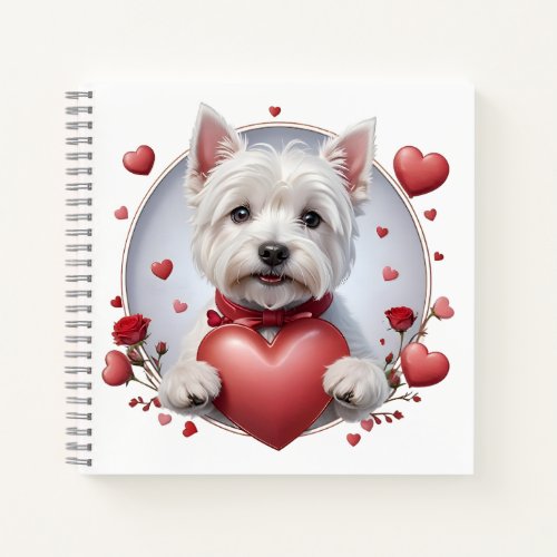 Valentines Day Westie with heart Notebook