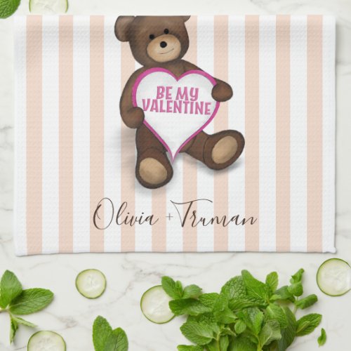 Valentines Day Whimsical Cute Teddy Bear Kitchen Towel