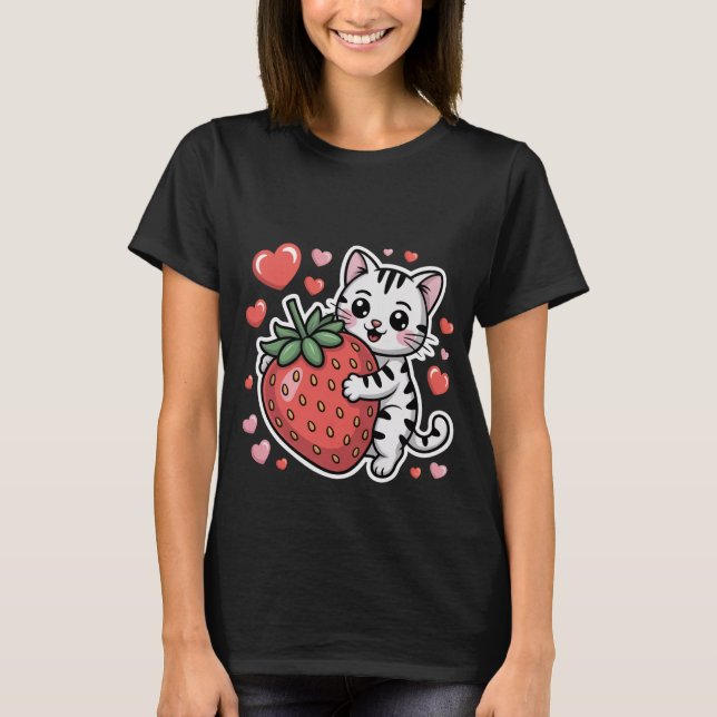 Valentine's Day White Cat Love You Heart Art ✨🐱❤️ T-Shirt (Front)