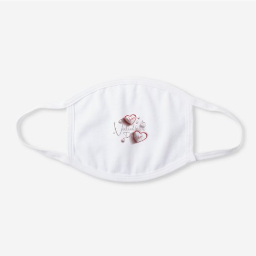 Valentines Day White Cotton Face Mask