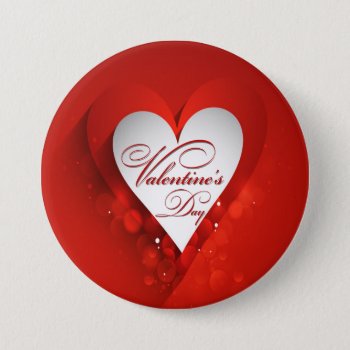 Valentine's Day White Heart Button by steelmoment at Zazzle