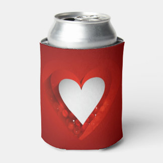 Valentine's Day White Heart - Customize Can Cooler