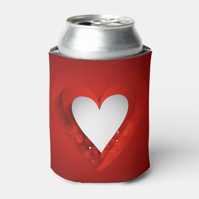 Valentine's Day White Heart - Customize Can Cooler (Can Front)