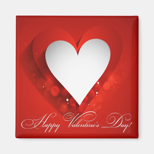 Valentine's Day White Heart - Customize Magnet (Front)