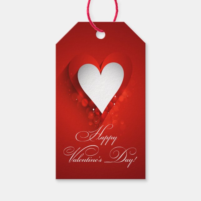 Valentine's Day White Heart Gift Tags (Front)