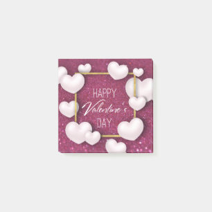 Valentine's Day White Heart Glitter Post-it® Notes