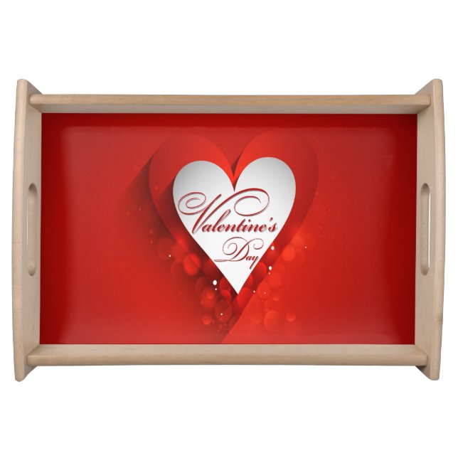 Valentine's Day White Heart Serving Tray (Front)